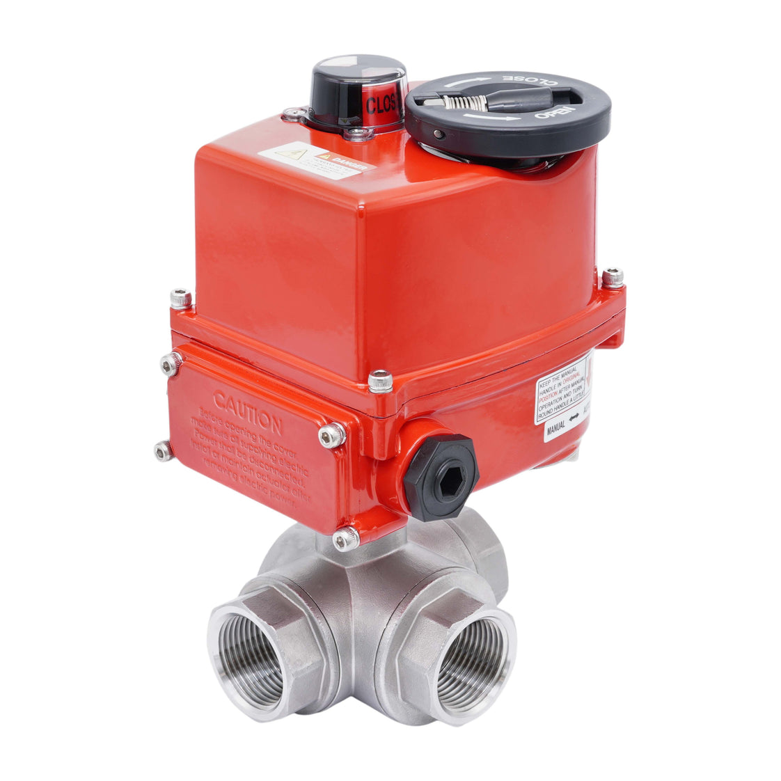 Rp 1-1/2'' L-Port 3-Way Stainless Steel Electric Ball Valve 24 V AC/DC