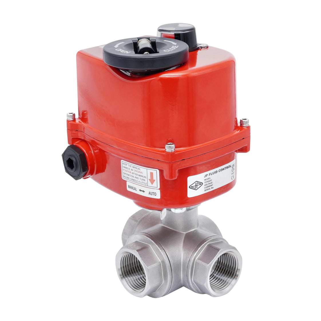 Rp 1-1/2'' T-Port 3-Way Stainless Steel Electric Ball Valve 24 V AC/DC