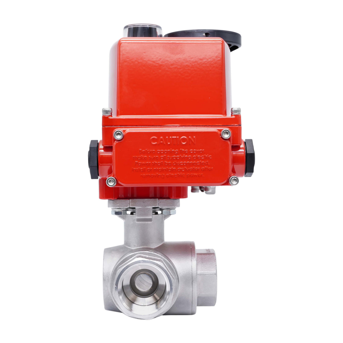 Rp 1-1/2'' L-Port 3-Way Stainless Steel Electric Ball Valve 24 V AC/DC