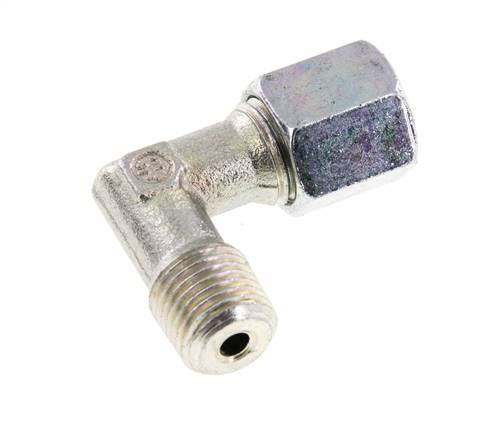 R 1/4'' Male x 6S Zinc plated Steel 90 deg Elbow Fitting 630 Bar DIN 2353