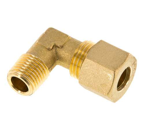 R 1/4'' Male x 10mm Brass 90 deg Elbow Compression Fitting 95 Bar DIN EN 1254-2
