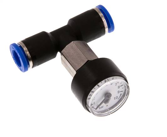 Pressure Gauge 8mm Union Straight 0-10 bar (0-145psi)