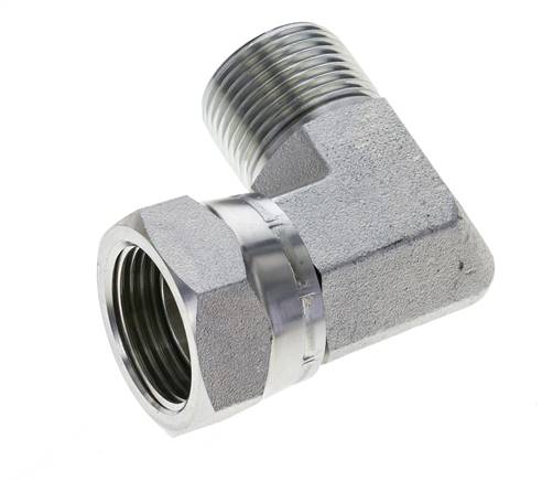 G 1'' M/F Zinc plated Steel 90 deg Elbow Fitting 150 Bar - Hydraulic