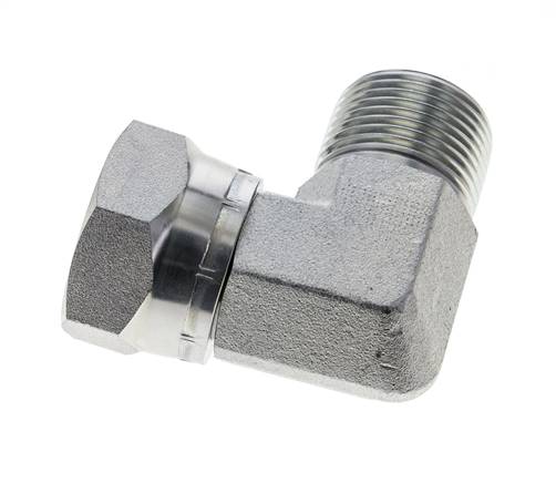 G 1'' M/F Zinc plated Steel 90 deg Elbow Fitting 150 Bar - Hydraulic