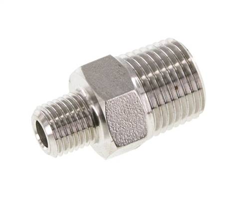 1/4'' NPT x 1/2'' NPT Stainless steel Double Nipple 210 Bar - Hydraulic