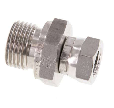 G 1/4'' x G 1/2'' F/M Stainless steel Reducing Adapter 350 Bar - Hydraulic