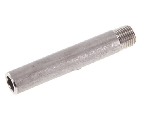 R 1/4'' Male x 13.5mm Stainless steel Pipe Nipple with Welding End 20 Bar DIN 2982 - 80mm