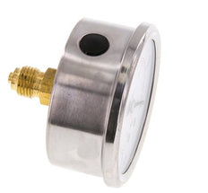 -1..0 Bar (-15..0 psi) Glycerin Pressure Gauge Rear Stainless steel/Brass 63 mm Class 1.6