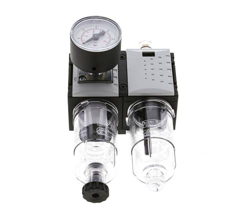 FRL 2-Part G1/4'' 800 l/min 0.2-4.0bar/3-58psi Semi-Auto 40 mm Pressure Gauge Polycarbonate Futura 0