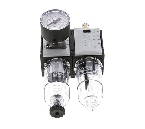 FRL 2-Part G1/4'' 800 l/min 0.5-8.0bar/7-116psi Semi-Auto 40 mm Pressure Gauge Polycarbonate Futura 0