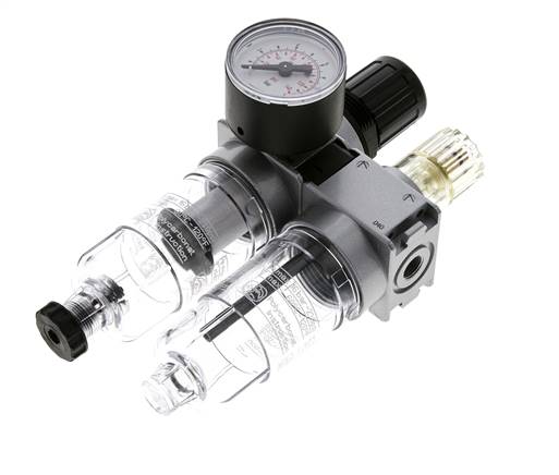 FRL 2-Part G1/8'' 700 l/min 0.2-6.0bar/3-87psi Semi-Auto 40 mm Pressure Gauge Polycarbonate Multifix 0