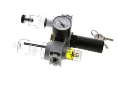 FRL 3-Part G1/4'' 750 l/min 0.5-10.0bar/7-145psi Semi-Auto 40 mm Pressure Gauge Cylinder Lock Polycarbonate Multifix 0