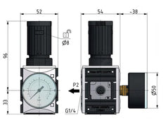 Pressure Regulator for Manifold Assembly G1/4''&3/8'' 2500 l/min 0.1-1.0bar/1-14psi PA Futura 1