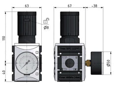 Precision Pressure Regulator G1/2'' 5200 l/min 0.1-1.0bar/1-14psi PA Futura 2