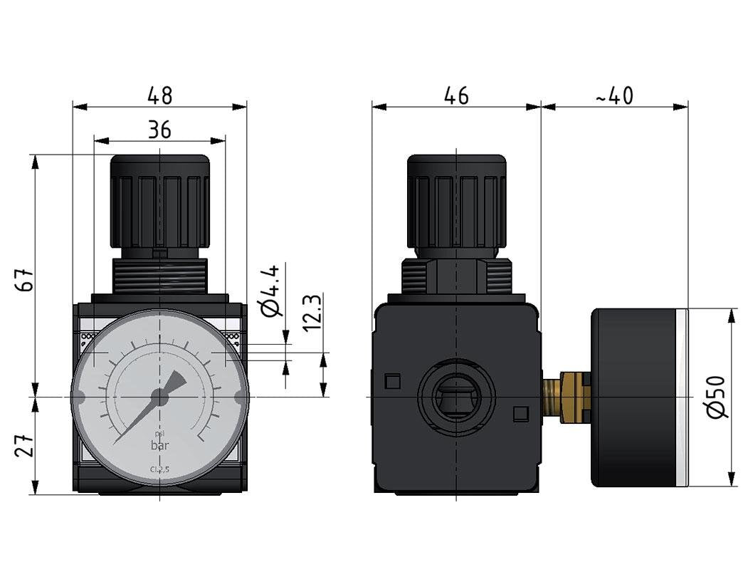 Pressure Regulator G1/4'' 2100 l/min 0.5-16.0bar/7-232psi Zinc Die-Cast Multifix 1