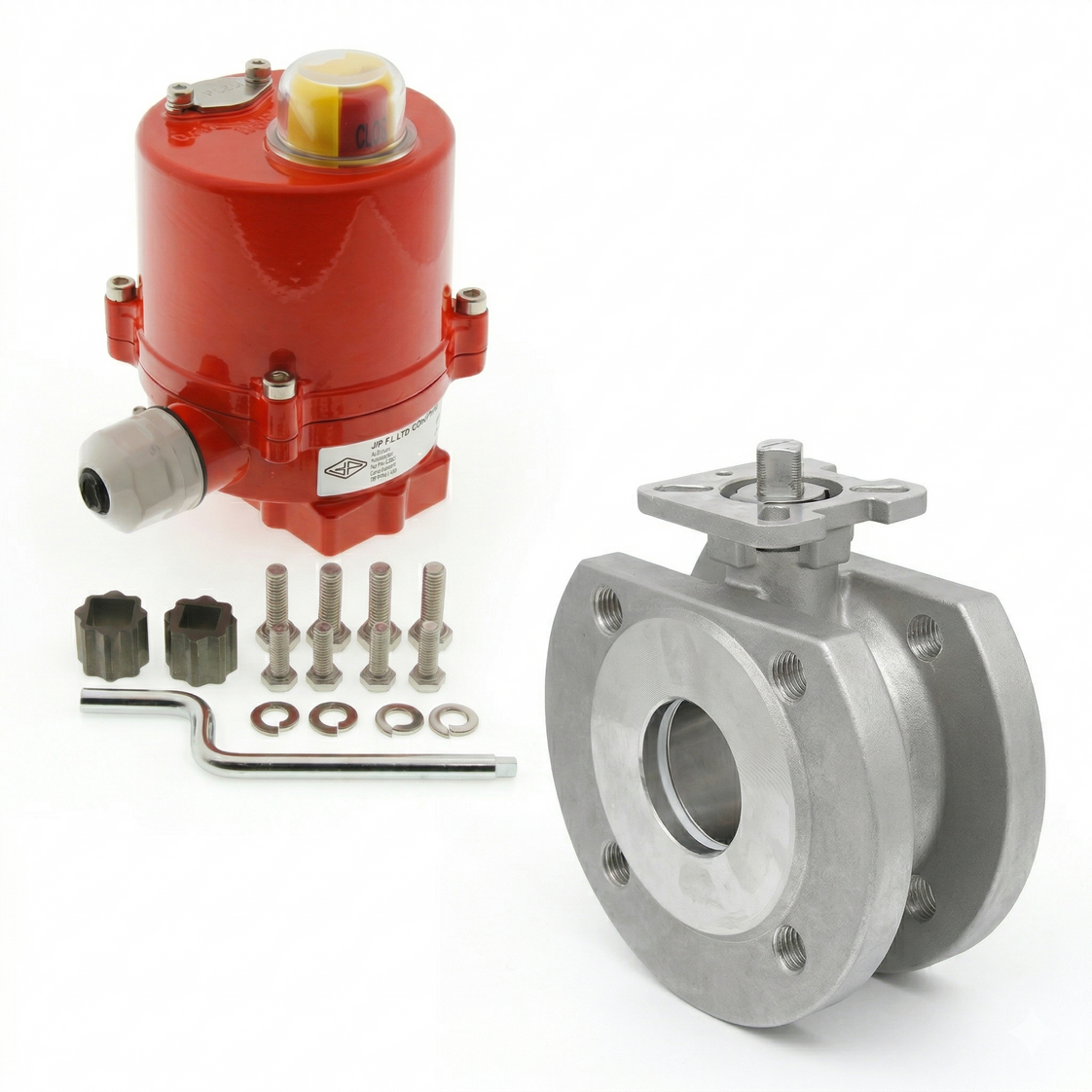 DN25 PN40 1-Piece 2-Way Electric Stainless Steel Flanged Ball Valve 100-240V AC