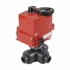 G1-1/2'' 3-Way PVC Modulating Electric Ball Valve T-Bore 24 V AC/DC