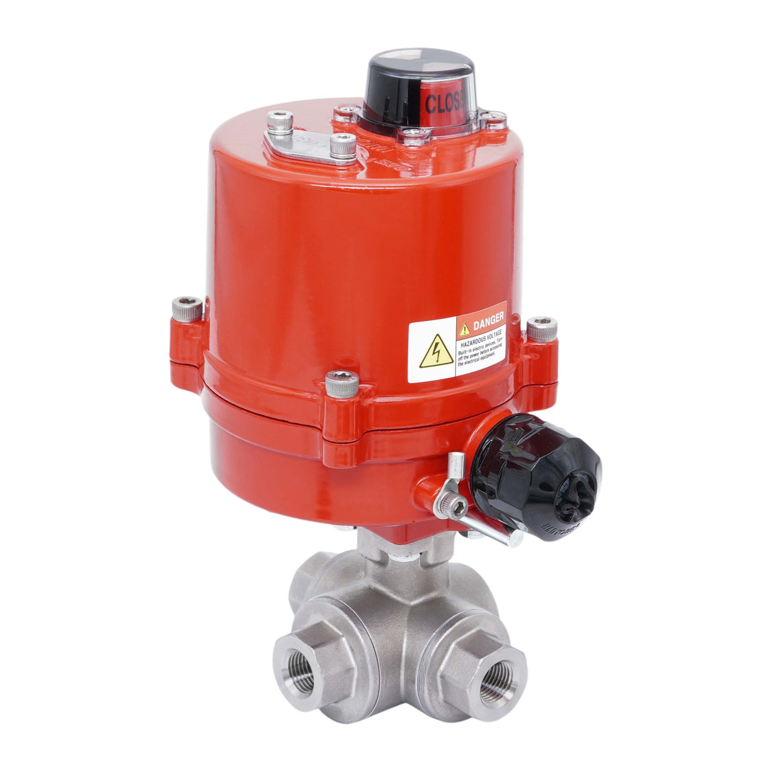 Rp 1/2'' T-Port 3-Way Stainless Steel Electric Ball Valve 12 V AC/DC