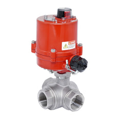 Rp 1'' L-Port 3-Way Stainless Steel Electric Ball Valve 100-240V AC