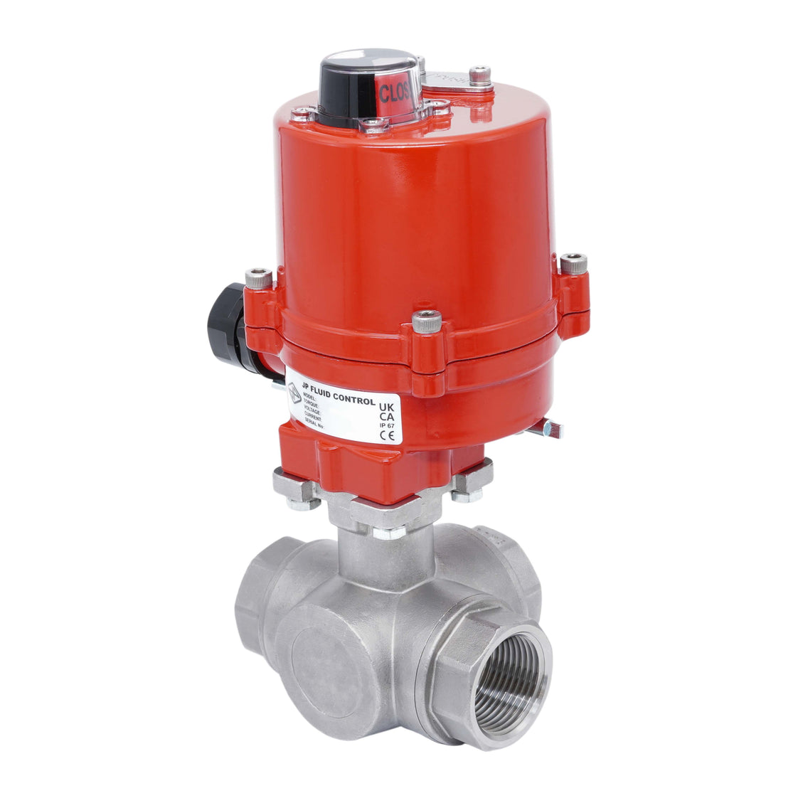 Rp 1'' T-Port 3-Way Stainless Steel Electric Ball Valve 230 V AC