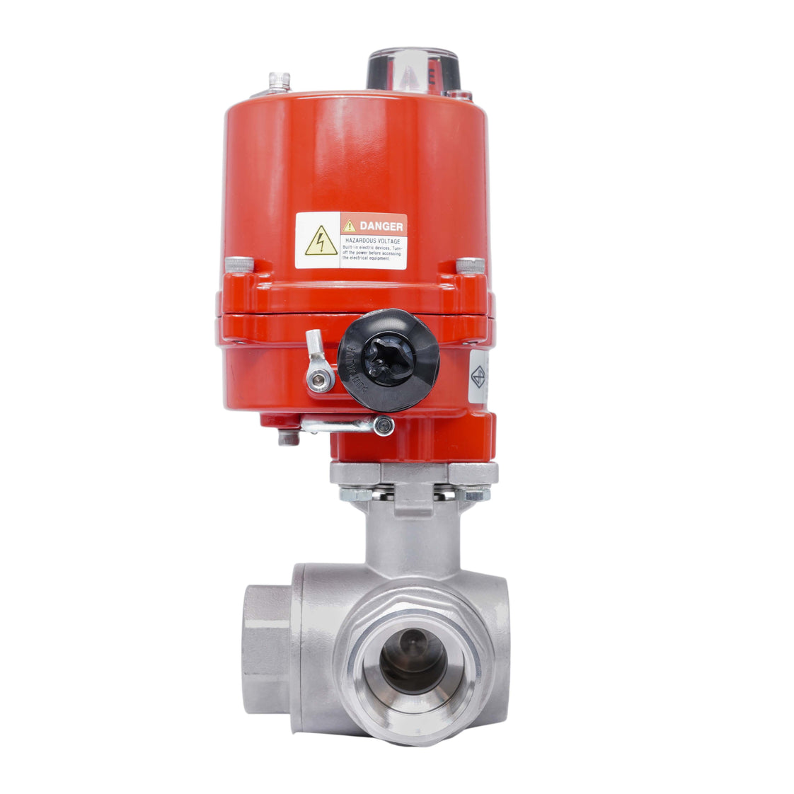 Rp 1'' T-Port 3-Way Stainless Steel Electric Ball Valve 24 V AC/DC