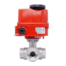 Rp 1 1/4'' 3-Way Stainless Steel Electric Ball Valve L-port 24 V AC/DC