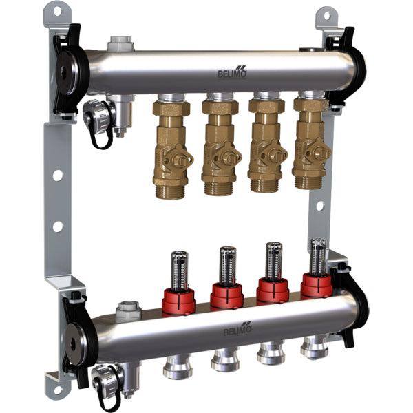 Belimo Manifold 4 x Zone Valves 24VAC/DC 75s 0-10V 1Nm IP40 Terminal EM-ECQ-04F/CQ24A-SZ-T