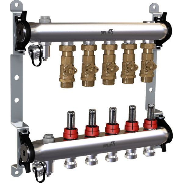 Belimo Manifold 5 x Zone Valves 24VAC/DC 75s 2-10V 1Nm IP40 Terminal EM-ECQ-05F/CQ24A-SR-T