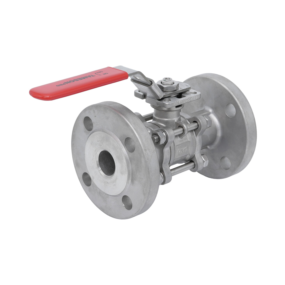DN15 PN40 3-Piece 2-Way Stainless Steel Flanged Ball Valve PTFE ISO-Top F03/F04 - TamesonPRO 1124-015