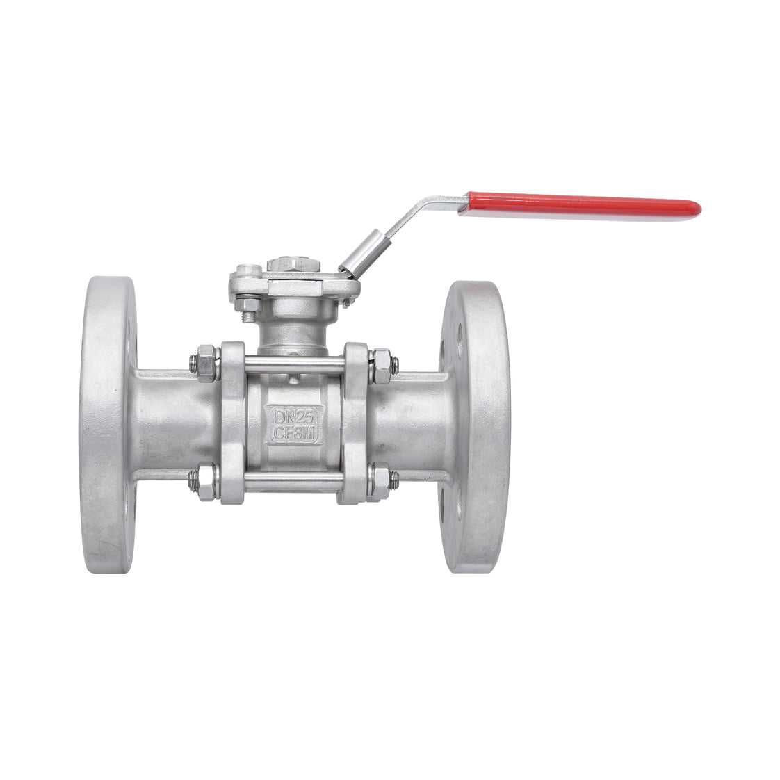 DN15 PN40 3-Piece 2-Way Stainless Steel Flanged Ball Valve PTFE ISO-Top F03/F04 - TamesonPRO 1124-015