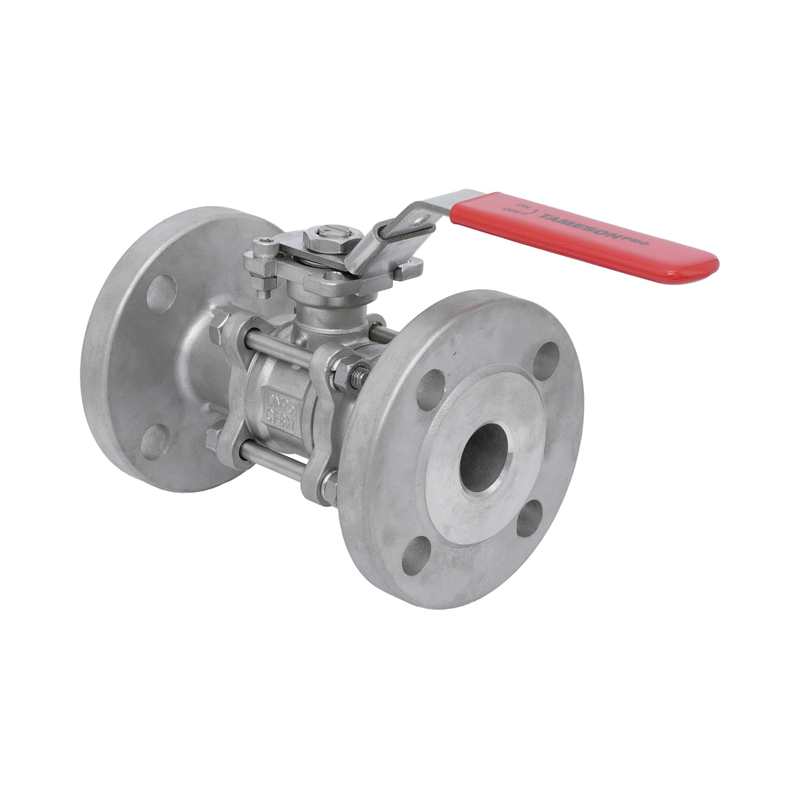 DN20 PN40 3-Piece 2-Way Stainless Steel Flanged Ball Valve PTFE ISO-Top F03/F04 - TamesonPRO 1124-020