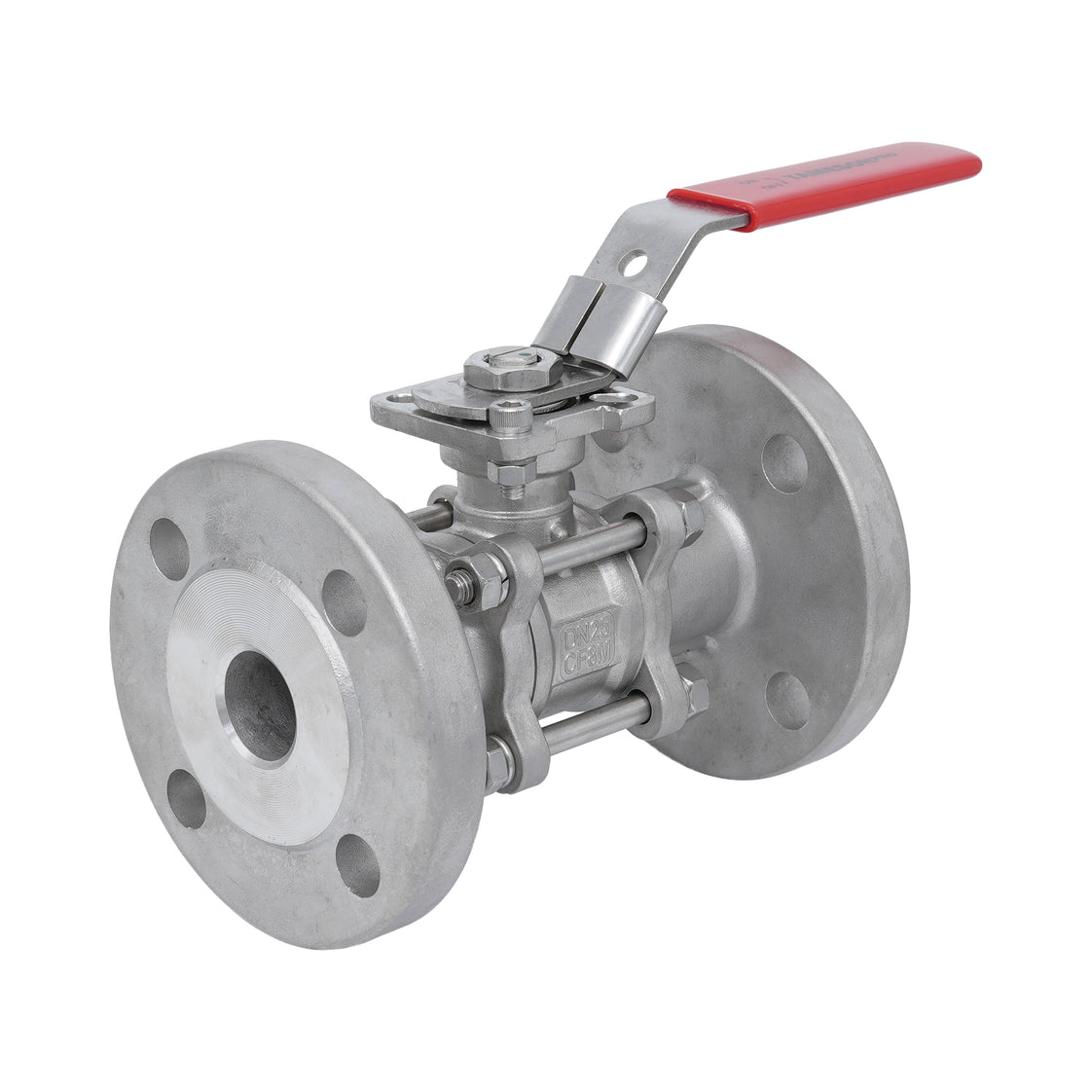DN20 PN40 3-Piece 2-Way Stainless Steel Flanged Ball Valve PTFE ISO-Top F03/F04 - TamesonPRO 1124-020