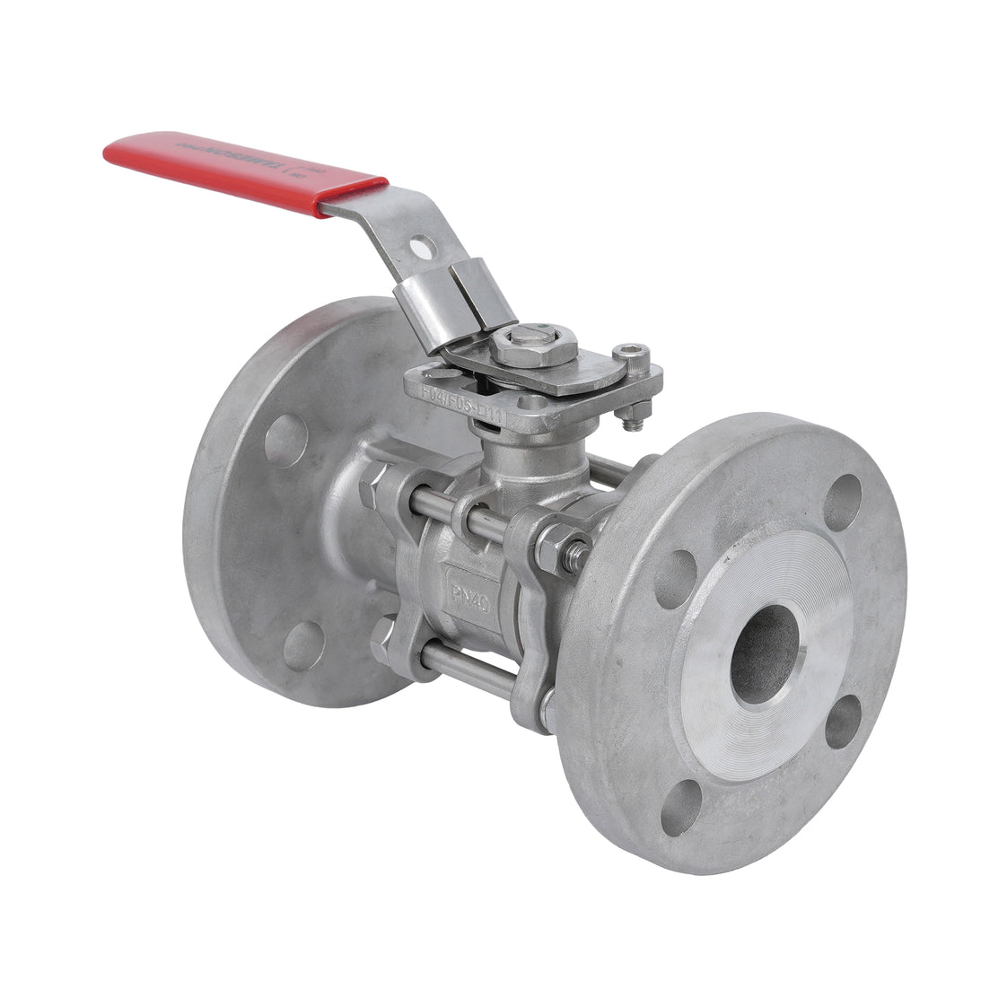 DN20 PN40 3-Piece 2-Way Stainless Steel Flanged Ball Valve PTFE ISO-Top F03/F04 - TamesonPRO 1124-020