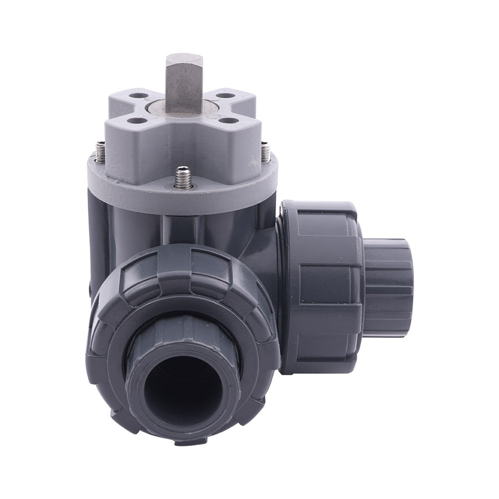 25mm Solvent Socket 3-Way PVC Ball Valve T-Bore ISO-Top F03 10 bar PTFE/EPDM