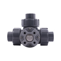 63mm Solvent Socket 3-Way PVC Ball Valve T-Bore ISO-Top F05 10 bar PTFE/EPDM