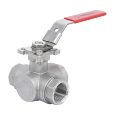 Rp 3/4'' 3-Way L-Port Stainless Steel Ball Valve 69 bar RTFE ISO-Top F04 - TamesonPRO 1125-034-L