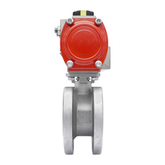 DN20 PN40 1-Piece 2-Way Pneumatic Stainless Steel Flanged Ball Valve Spring-closed