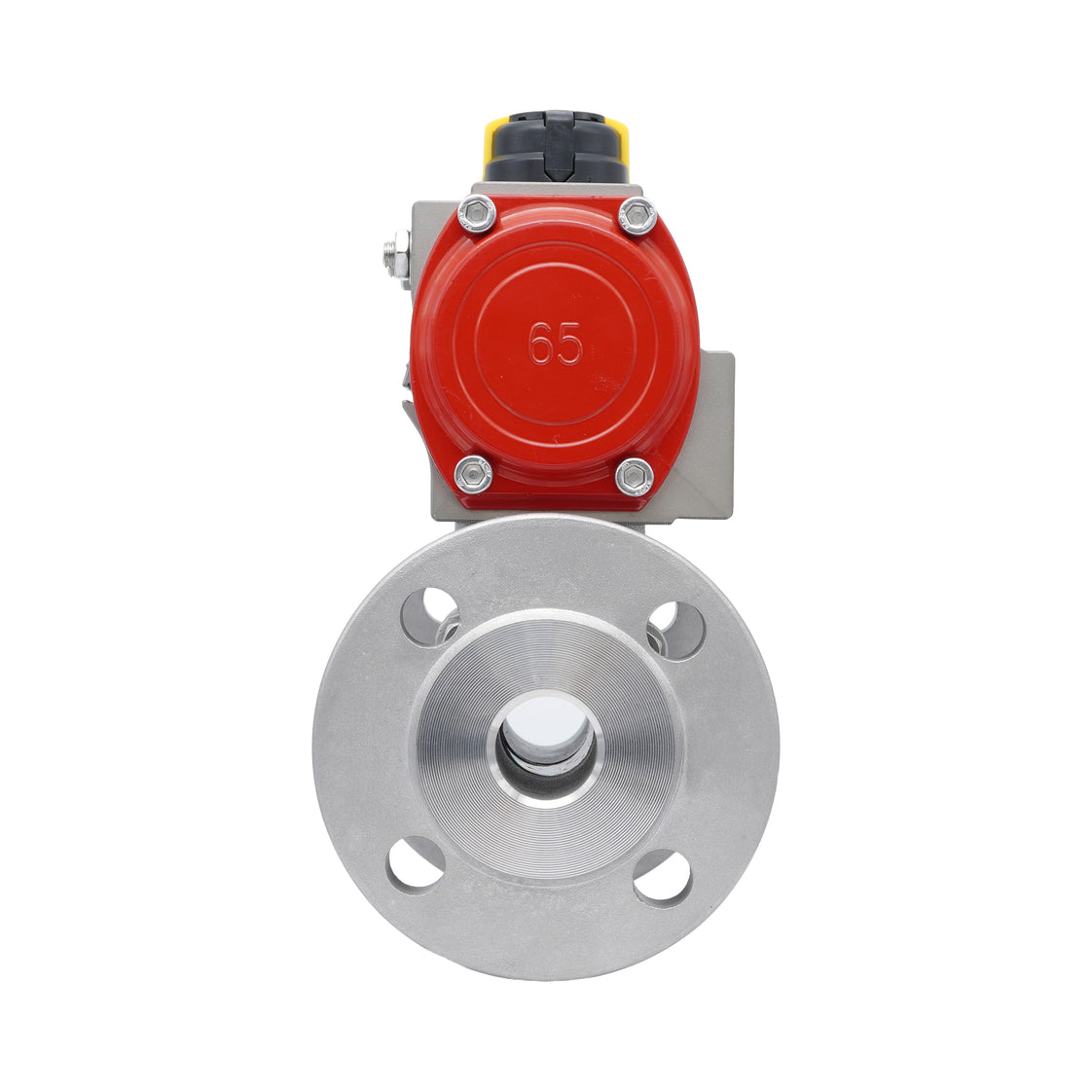 DN15 PN40 3-Piece 2-Way Pneumatic Stainless Steel Flanged Ball Valve Spring-open