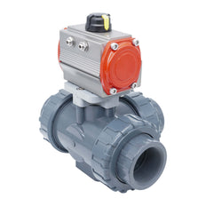 3-Way Pneumatic Ball Valve 50 mm T-bore PVC Spring Closing