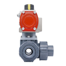 G1'' 3-Way PVC Pneumatic Ball Valve T-Bore Double Acting