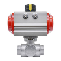 3-Way Pneumatic Ball Valve G3/4'' L-bore Stainless Steel Double Acting