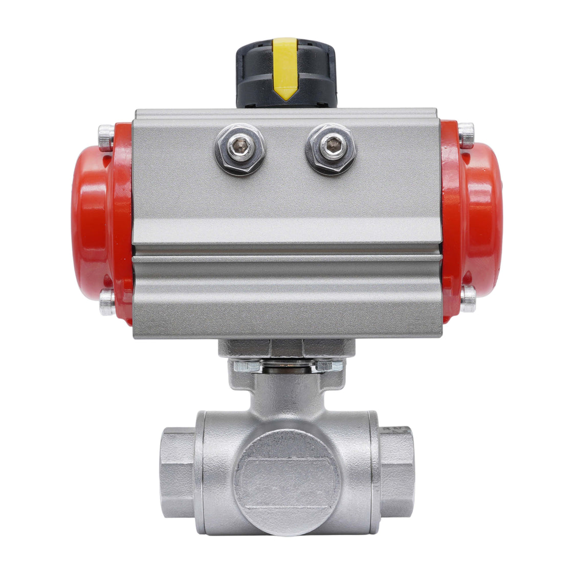 3-Way Pneumatic Ball Valve G3/8'' L-bore Stainless Steel Double Acting