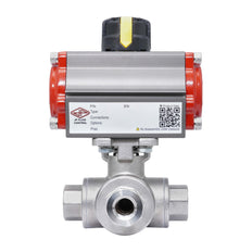 Rp 1'' T-Port 3-Way Pneumatic Stainless Steel Ball Valve Spring-closed