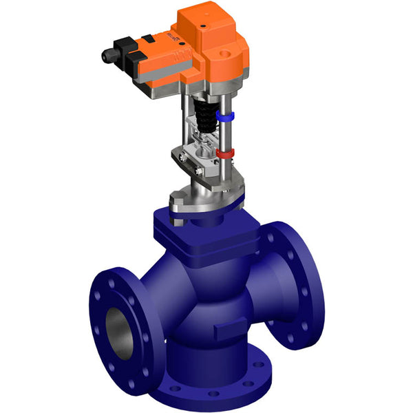 Belimo 3-Way Globe Valve DN80 Flange 30mm Stroke Kvs100 24VAC/DC 35s 0-10V 2500N IP54 H7080X100-S4/EVC24A-SZ
