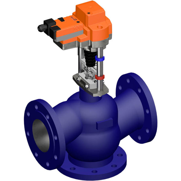 Belimo 3-Way Globe Valve DN100 Flange 30mm Stroke Kvs145 24VAC/DC 35s 2-10V 2500N IP54 H7100R/EVC24A-MF