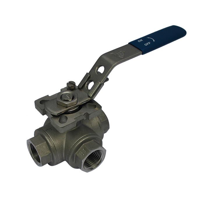145T - G3/4'' 3-Way (T) Ball Valve Stainless Steel F/F/F ISO-Top