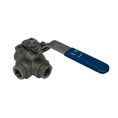 144L - G3/4'' 3-Way (L) Ball Valve Stainless Steel F/F/F ISO-Top