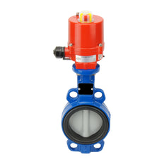 DN32 (1-1/4 inch) 24VAC Wafer Electric Butterfly Valve GG25-Stainless Steel-NBR - BFLW