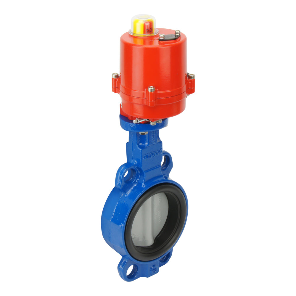 DN65 (2-1/2 inch) 24VAC Wafer Electric Butterfly Valve GG25-Cast iron-NBR - BFLW