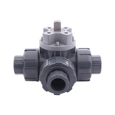 G1-1/4'' 3-Way PVC Ball Valve T-Bore ISO-Top F03 10 bar PTFE/EPDM